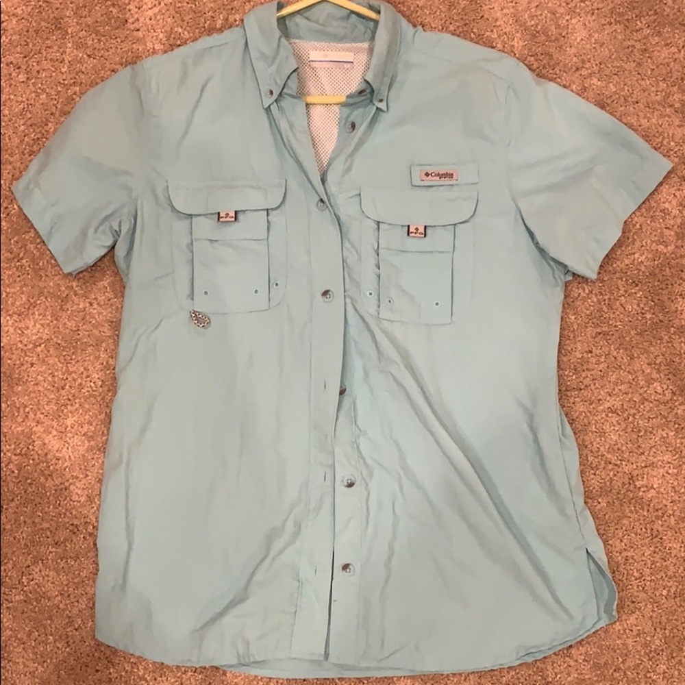 NWOT Columbia Teal fishing short sleeve shirt